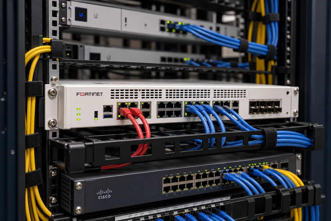 Representación generada de un firewall Fortinet conectado a la infraestructura de red.